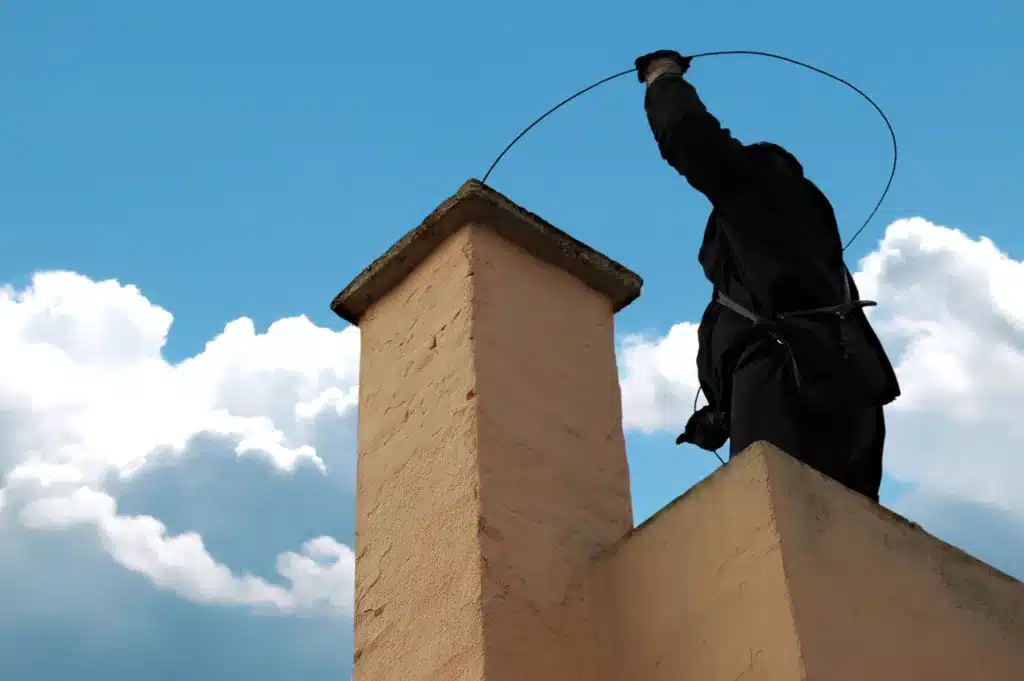 Why Hire a Professional Chimney Cleaner 1 professional chimney sweeper cleaning a chimney